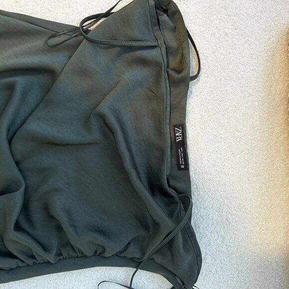 Zara Olive Midi Satin Dress - Picture 5 of 7